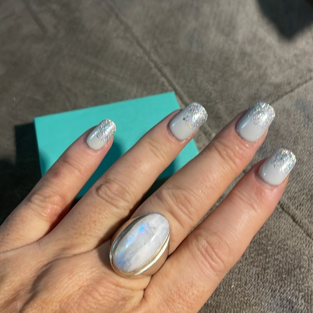 Moonstone Silver Ring (Rainbow Moonstone) View 5